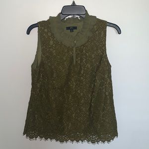 Jcrew Green Lace Top